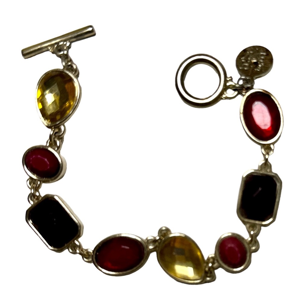 Stunning White House Black Market Toggle bracelet-gold, burgundy stones
